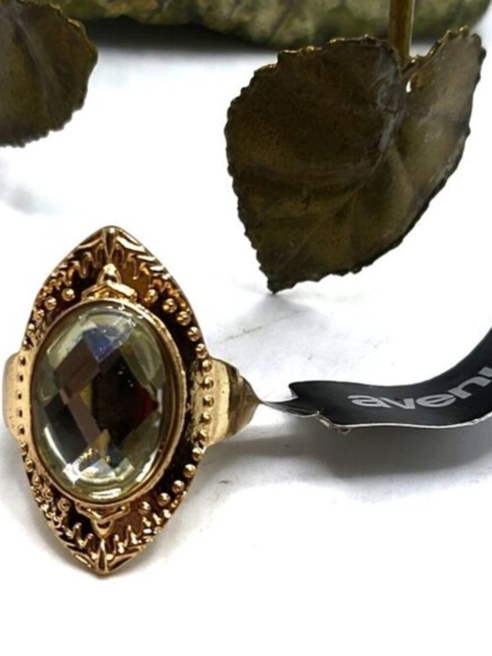 "5/$25" Avenue Goldtone Stretch Crystal Statement Ring